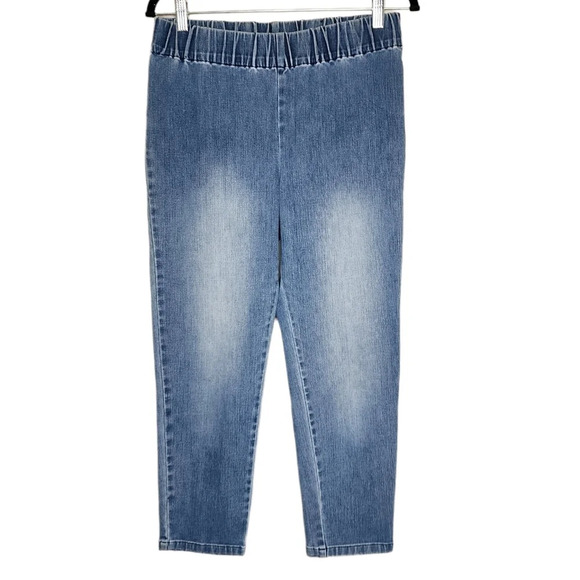 Soft Surroundings stretch waist pull on cropped jeans. - Picture 1 of 13